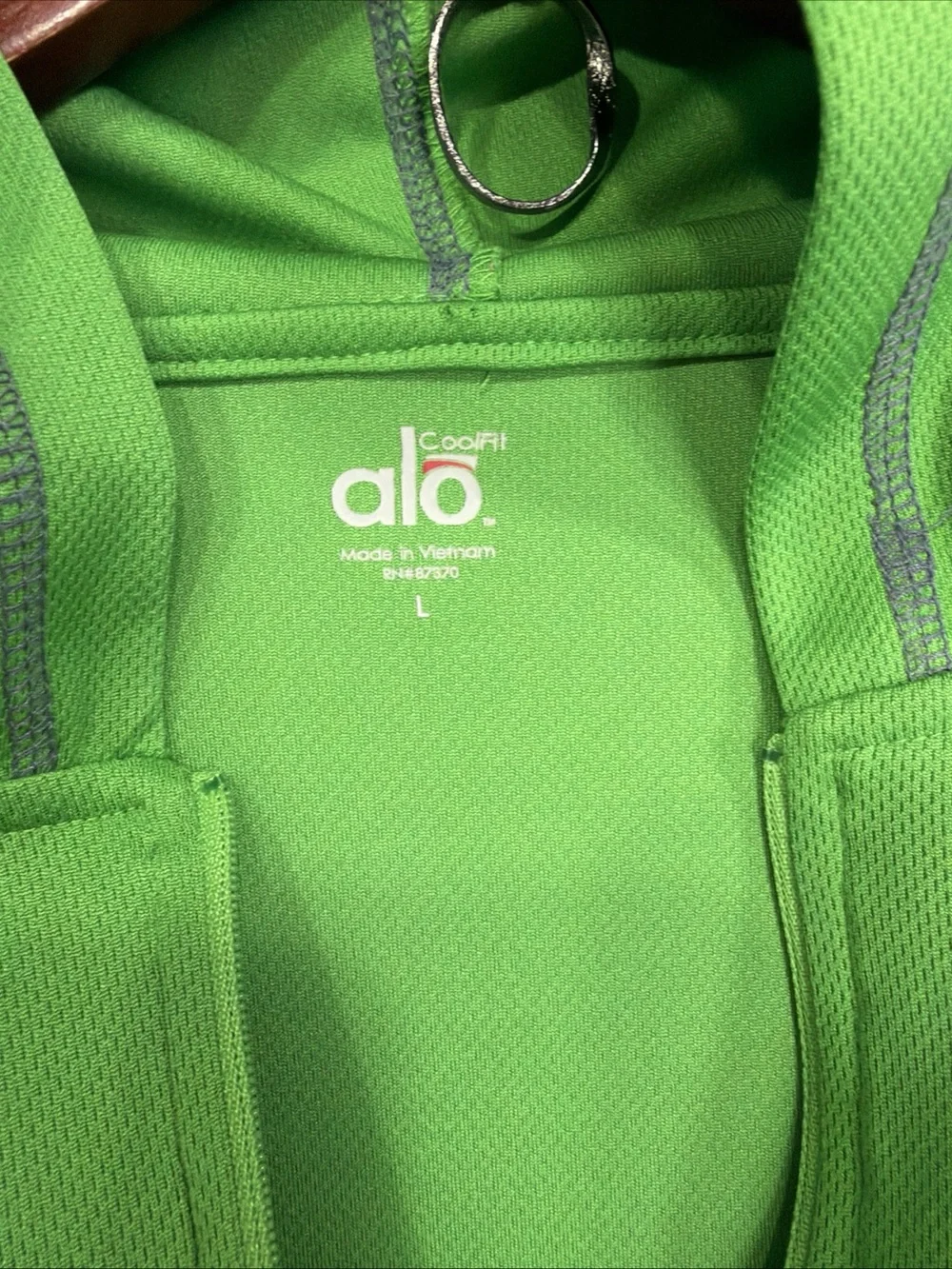 Alo Yoga Hoodie Pullover Shirt Women Large Green Coolfit Quarter Zip Mid Layer L